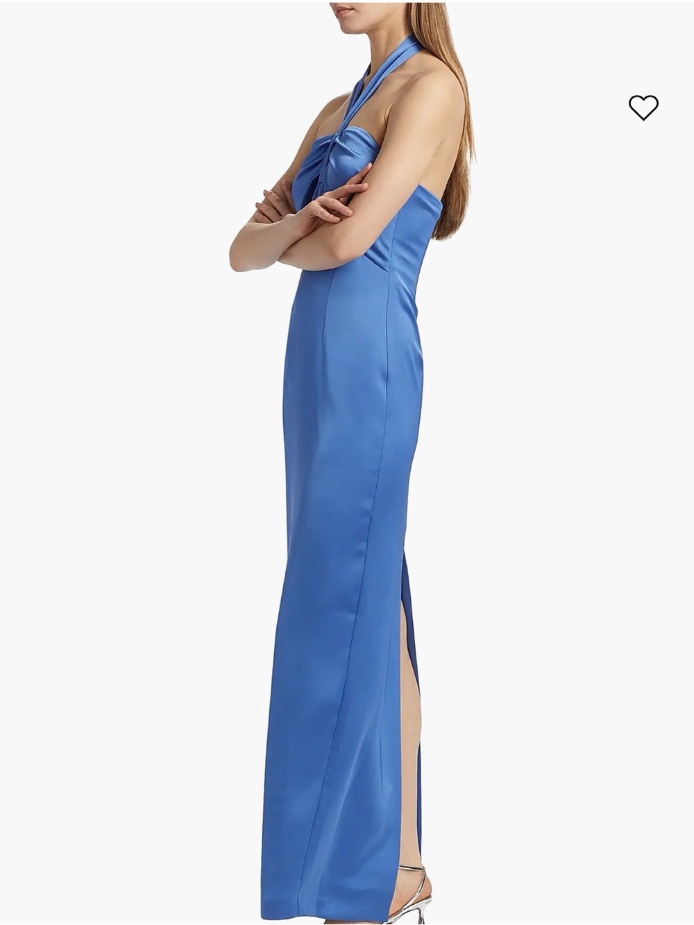 Ramy Brook Blue Periwinkle Satin Halter Twist Maxi Dress